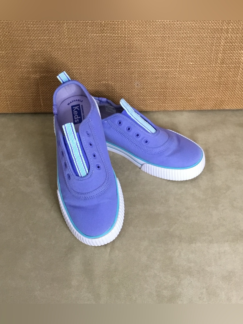 Keds Kids Topkick Slip-On Canvas Sneakers in Purple with Blue Trim - K508